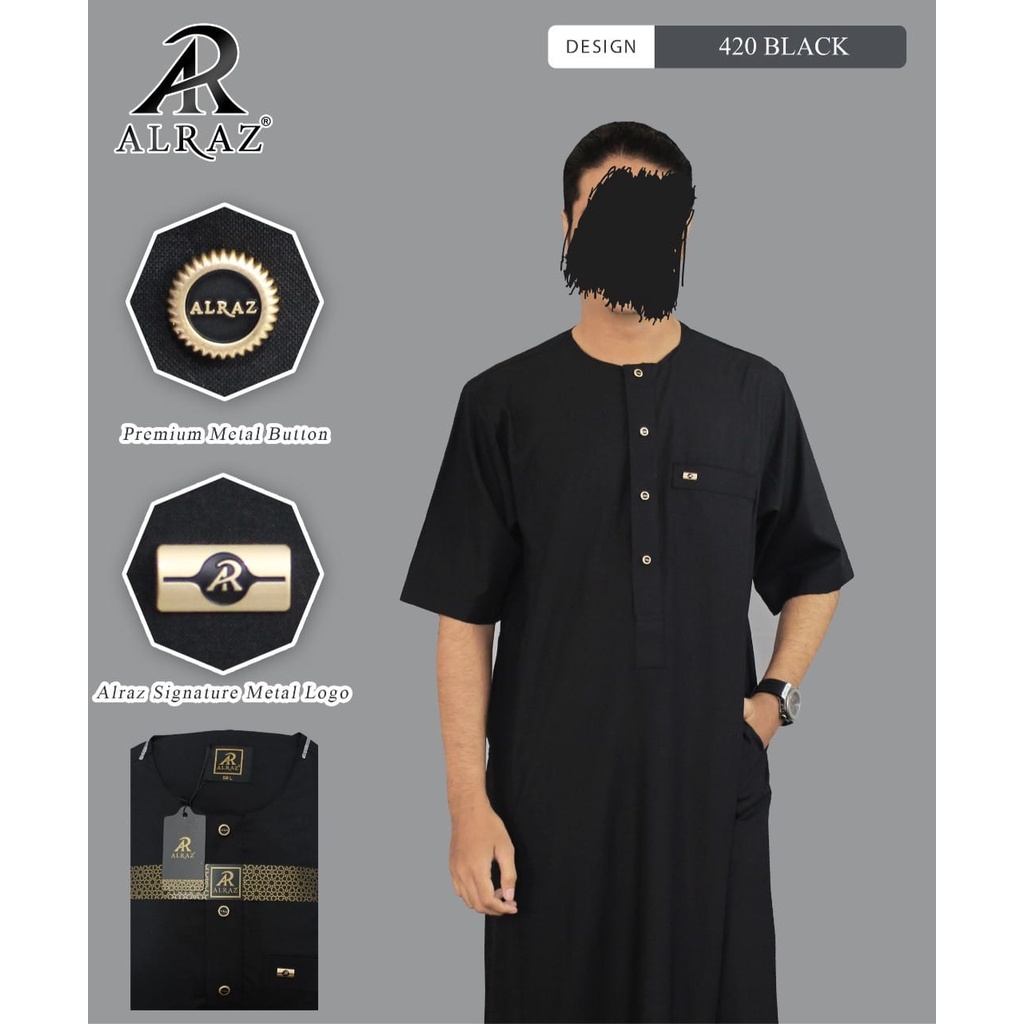 COD JUBAH AL RAZ OBLONG BAHAN KATUN PREMIUM LENGAN PENDEK