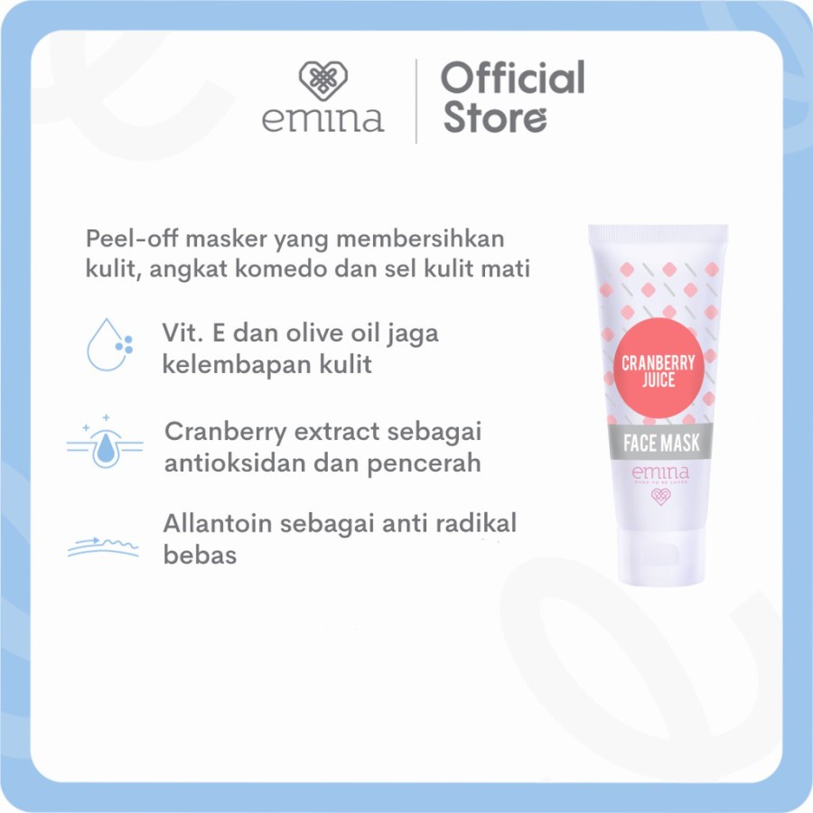 EMINA CRANBERRY JUICE FACE MASK REFRESH masker wajah Peel off antioksidan - 60ml