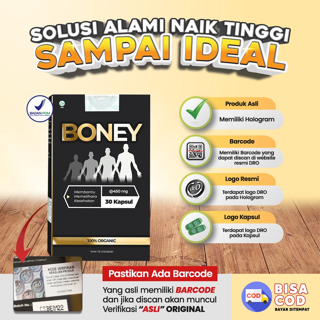 BONEY KAPSUL PENINGGI HERBAL/ NAIK 5-15 CM/ BANTU TINGGIIN BADAN kapsul boney