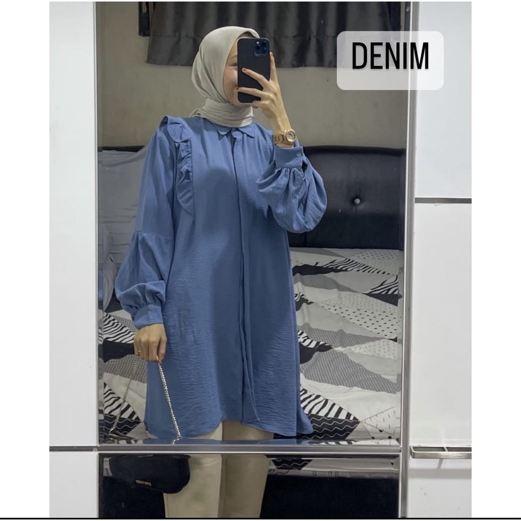 Long Tunik Donel bahan Crincle Airflow fit to XL