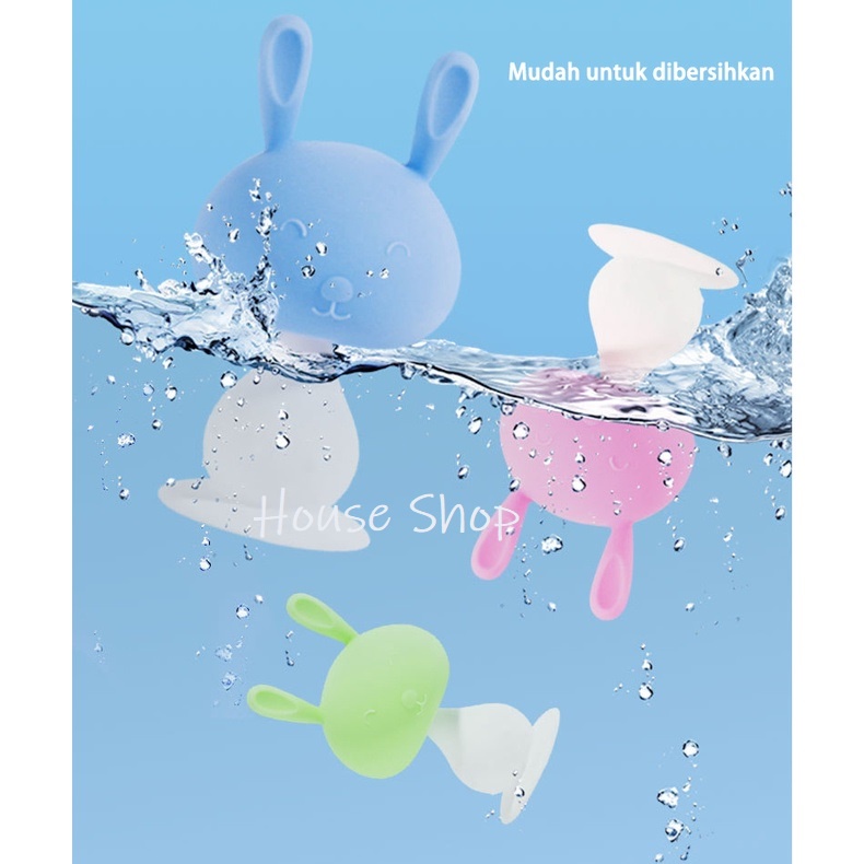 HS-0215 Mainan Gigitan Bayi Silicone Model Rabbit Bell - Baby Fruit Teether Bell - Gigitan Bayi BPA FREE