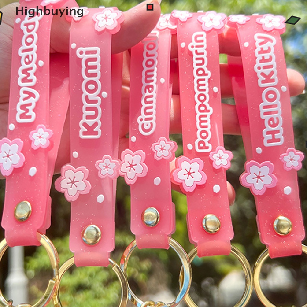 Hbid Kartun Lucu Pink Sakura Kuromi Melody Cinnamoroll Hello Kitty Pompompurin Boneka Gantungan Kunci Ornamen Liontin Gantungan Kunci Mobil Anime Tas Sekolah Pesona Liontin Glory