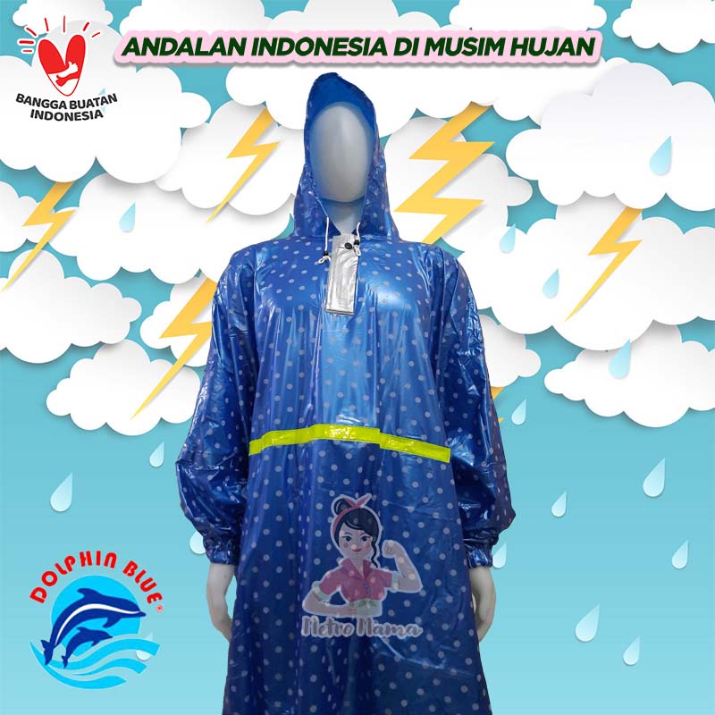 Jas Hujan Poncho Lengan DOLPHIN STAR POLKADOT Ukuran BIG SIZE JUMBO