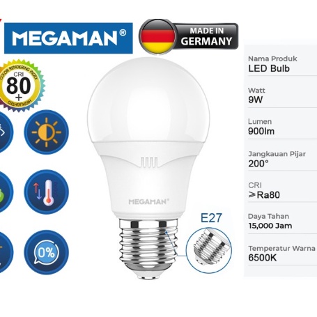 LAMPU LED / BOHLAM MEGAMAN A-BULB YTA60Z1 9W / 9 WATT (GARANSI RESMI)