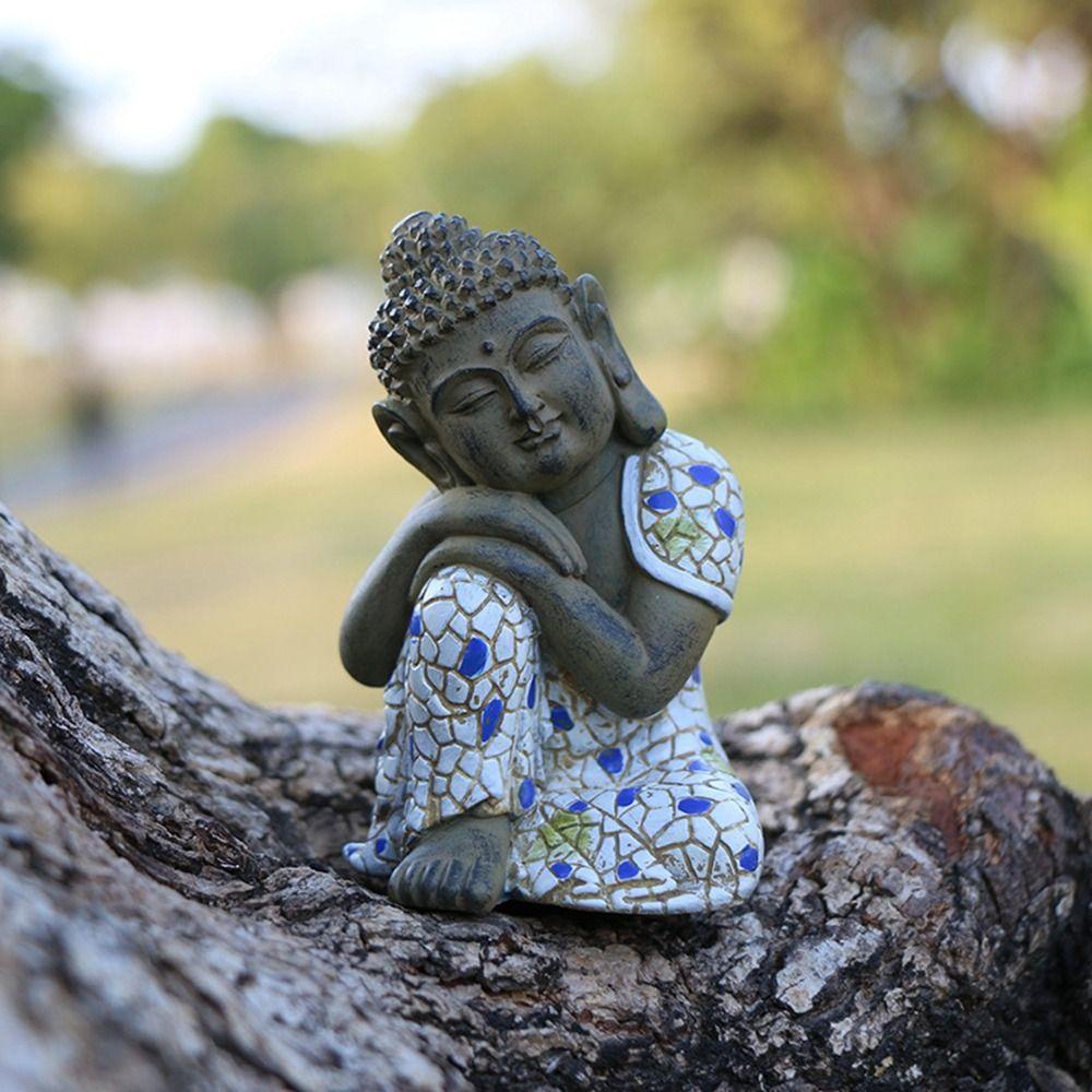 Ornamen Buddha Agustina Tidur Buddha Doa Damai Serbaguna Pemandangan Kecil Menara Batu Dekorasi Luar Ruangan Bonsai Balkon Ornamen Taman