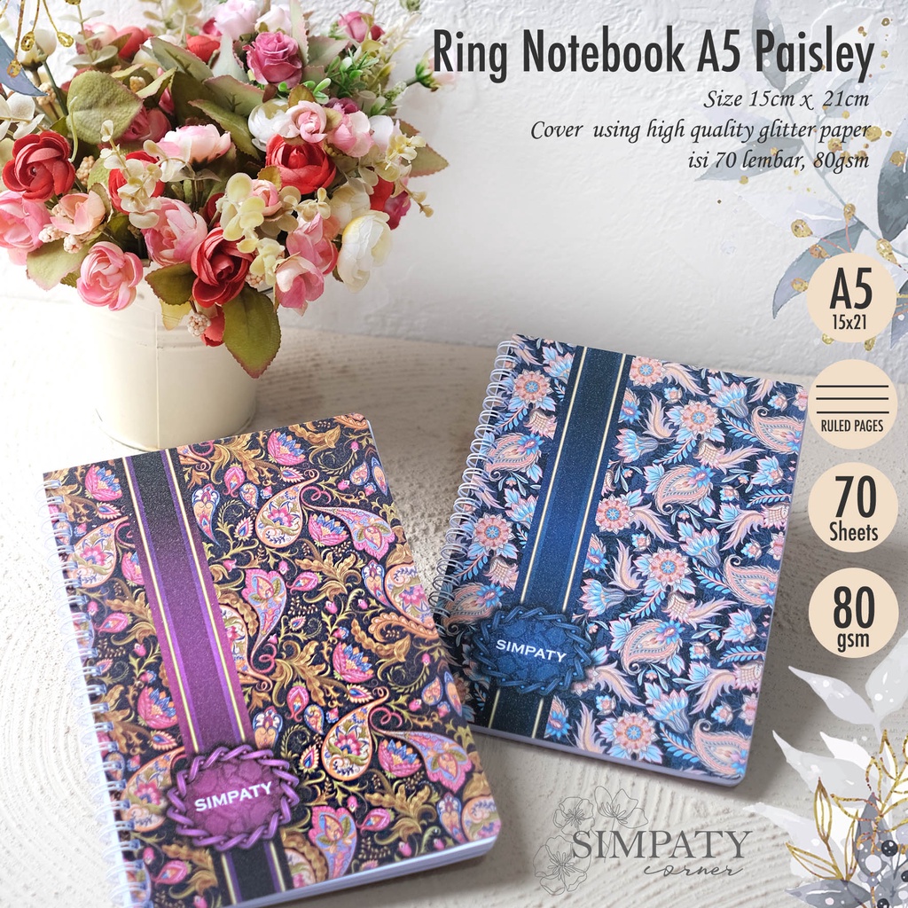 

Ring Notebook A5 | Diary | Buku Tulis A5 | Agenda Paisley Simpaty