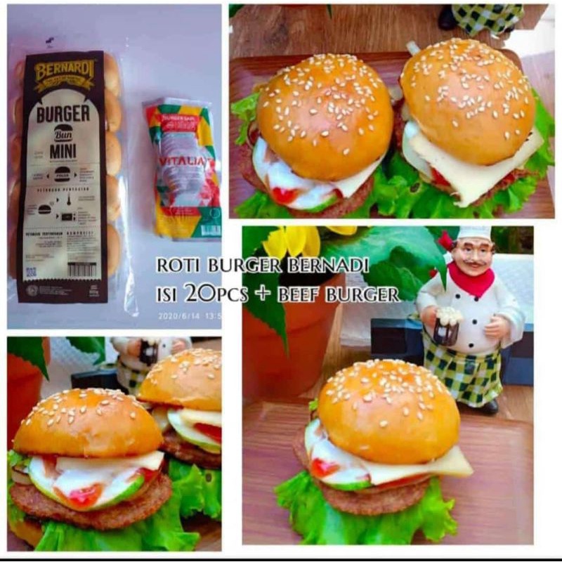 Jual Paket Roti Burger Bernardi Beef Burger Vitalia Isi Pcs