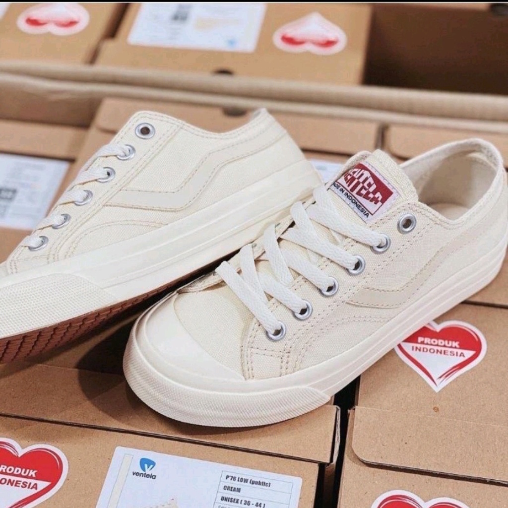 Ventela Public Low Cream - Sepatu Ventela Original 100% - Sepatu Pria dan Wanita