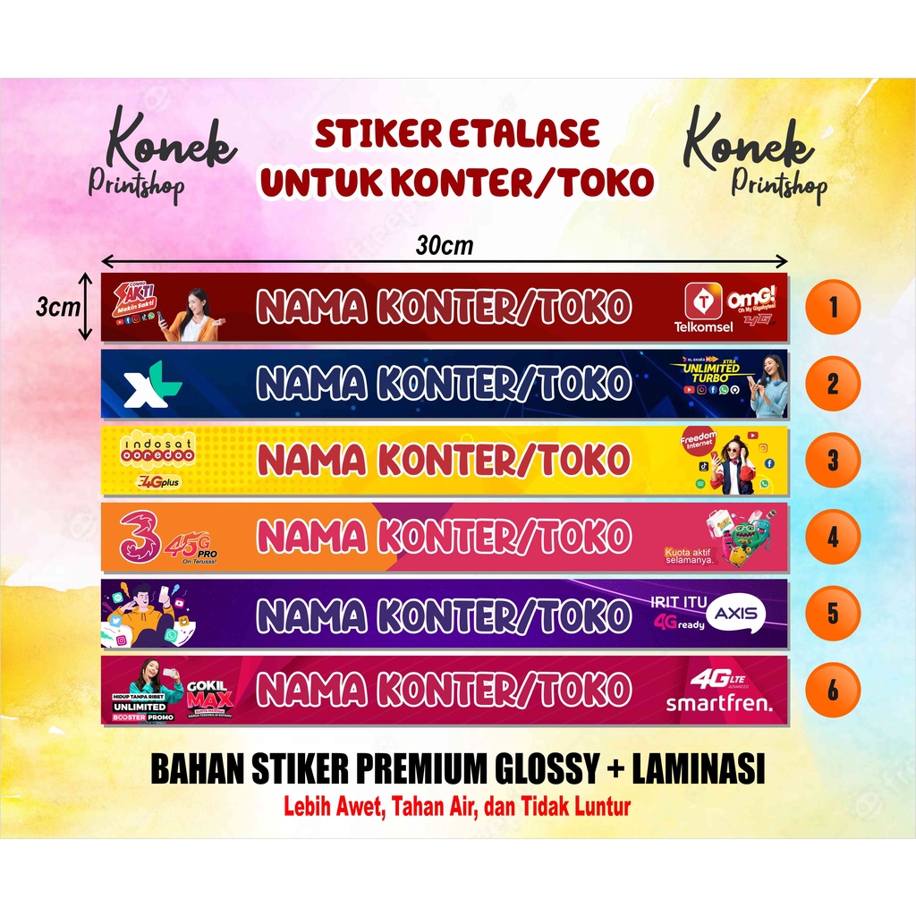 New Design  Sticker Stiker Etalase Konter / Counter / Toko Tanpa Minimal Order + Laminasi