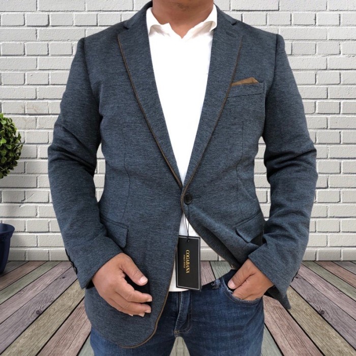 Blazer Cogabana Stretch Slim Fit Abu Abu Casual Blazer Pria Jas Pria Berkwita