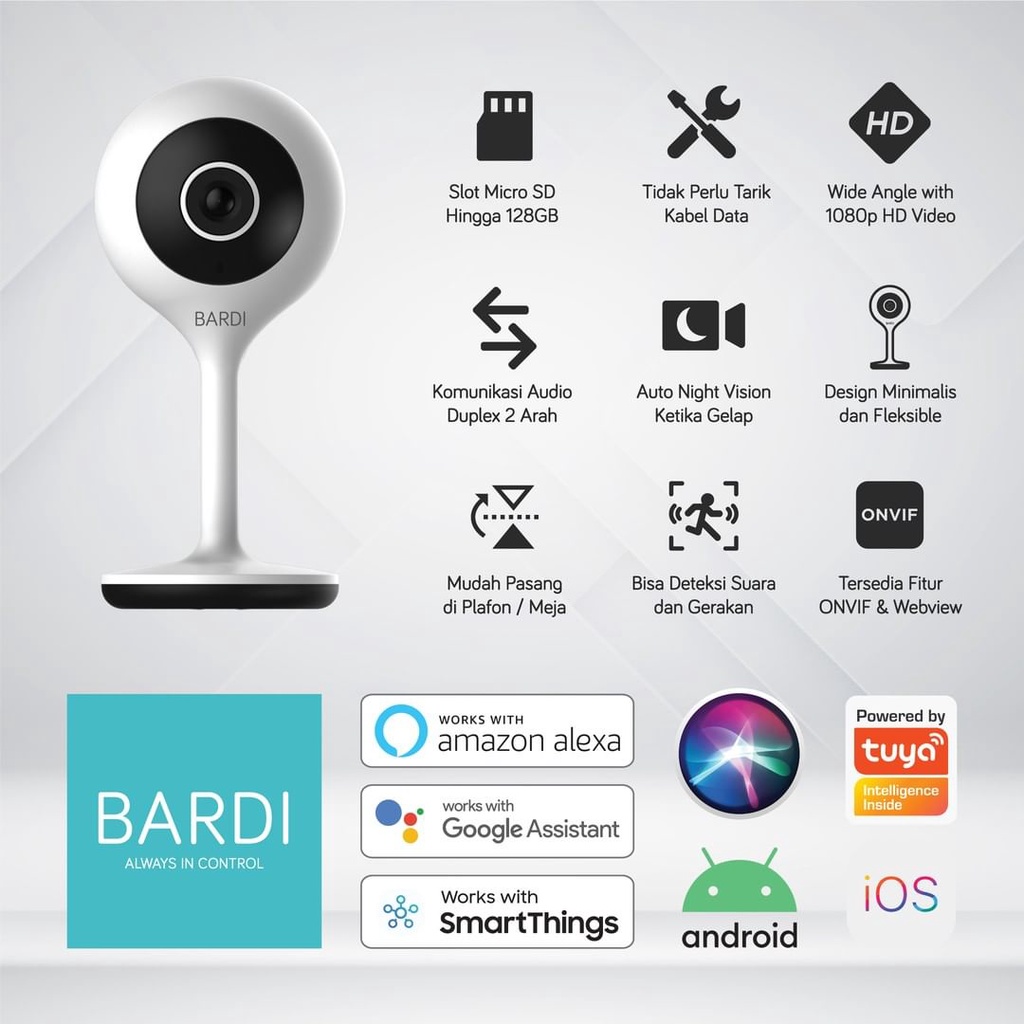 Bardi CCTV Pintar Wifi Smart Bardi IP Camera indoor 1080p HD Infrared IDR-IPC-STC Stay STC Audio 2 Arah