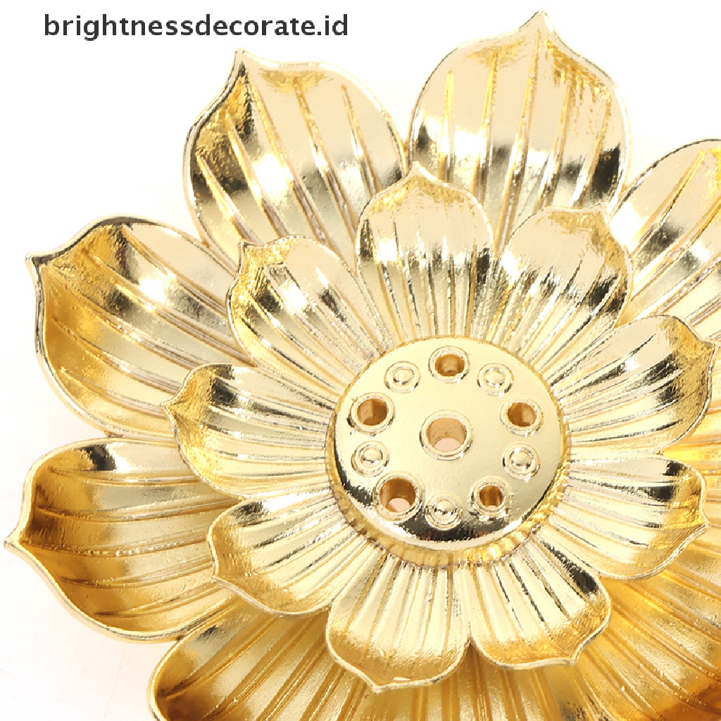 [Birth] Gold Incense Burner Stick Holder Buddhism Lotus Line Incense plate Alas Candi [ID]