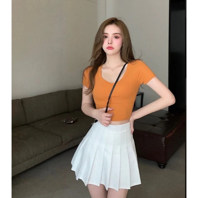 Slim Fit Crop Top Kaos Wanita 1485 ( S-XL)