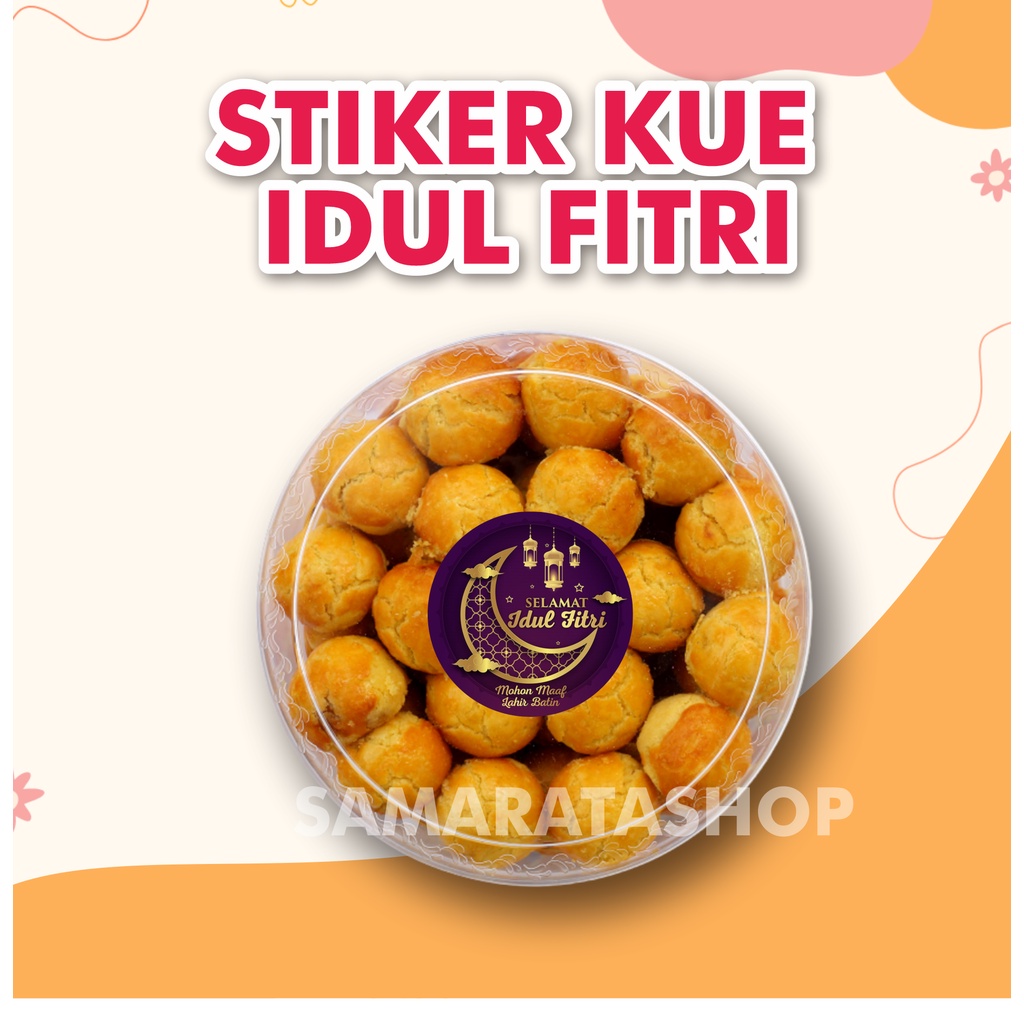 

stiker kue kering toples stiker lebaran idul fitri hampers bulat