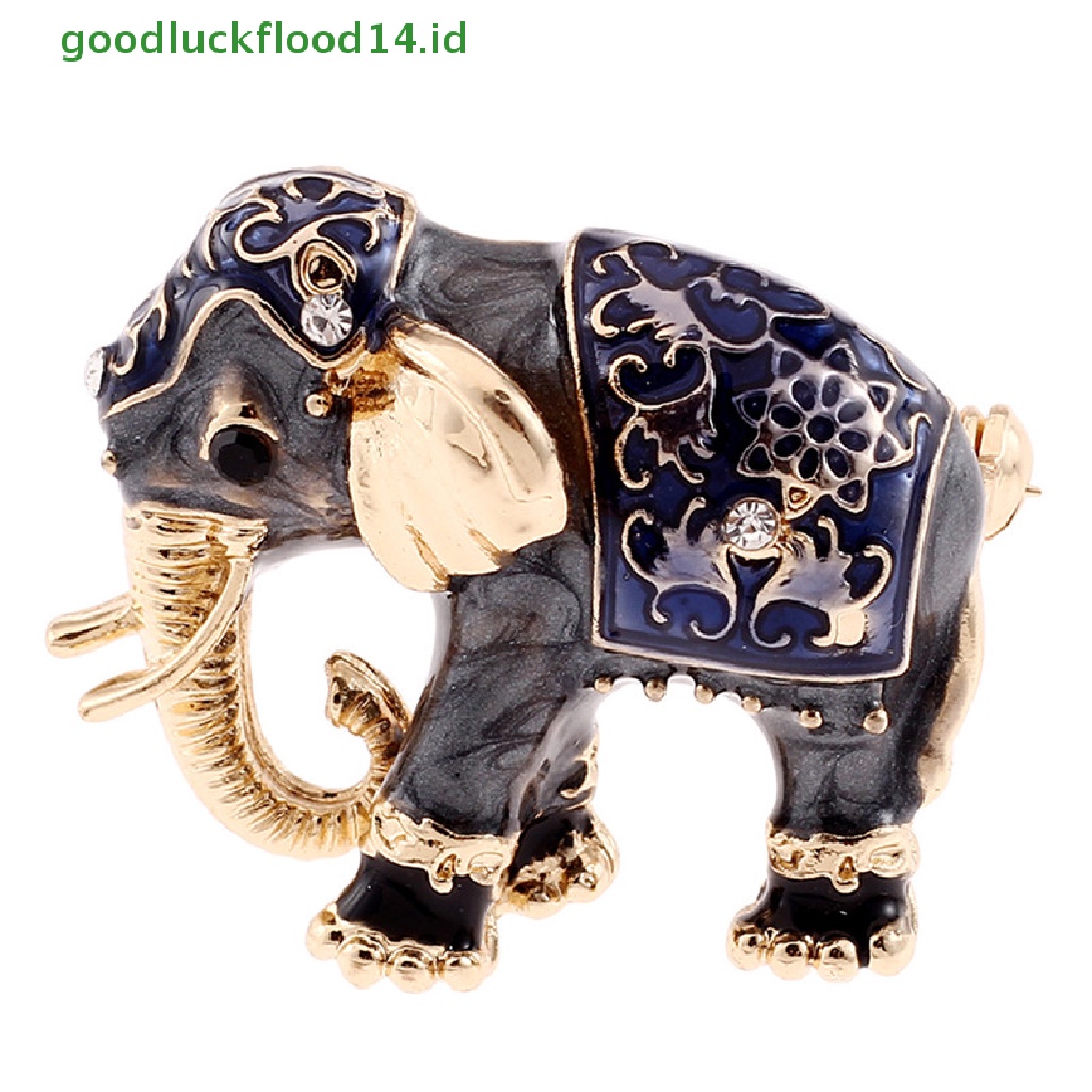 [GOOGFOUR] Hewan Enamel Kristal Gajah Bros Pin Wanita Kostum Buket Pin Perhiasan [TOP]