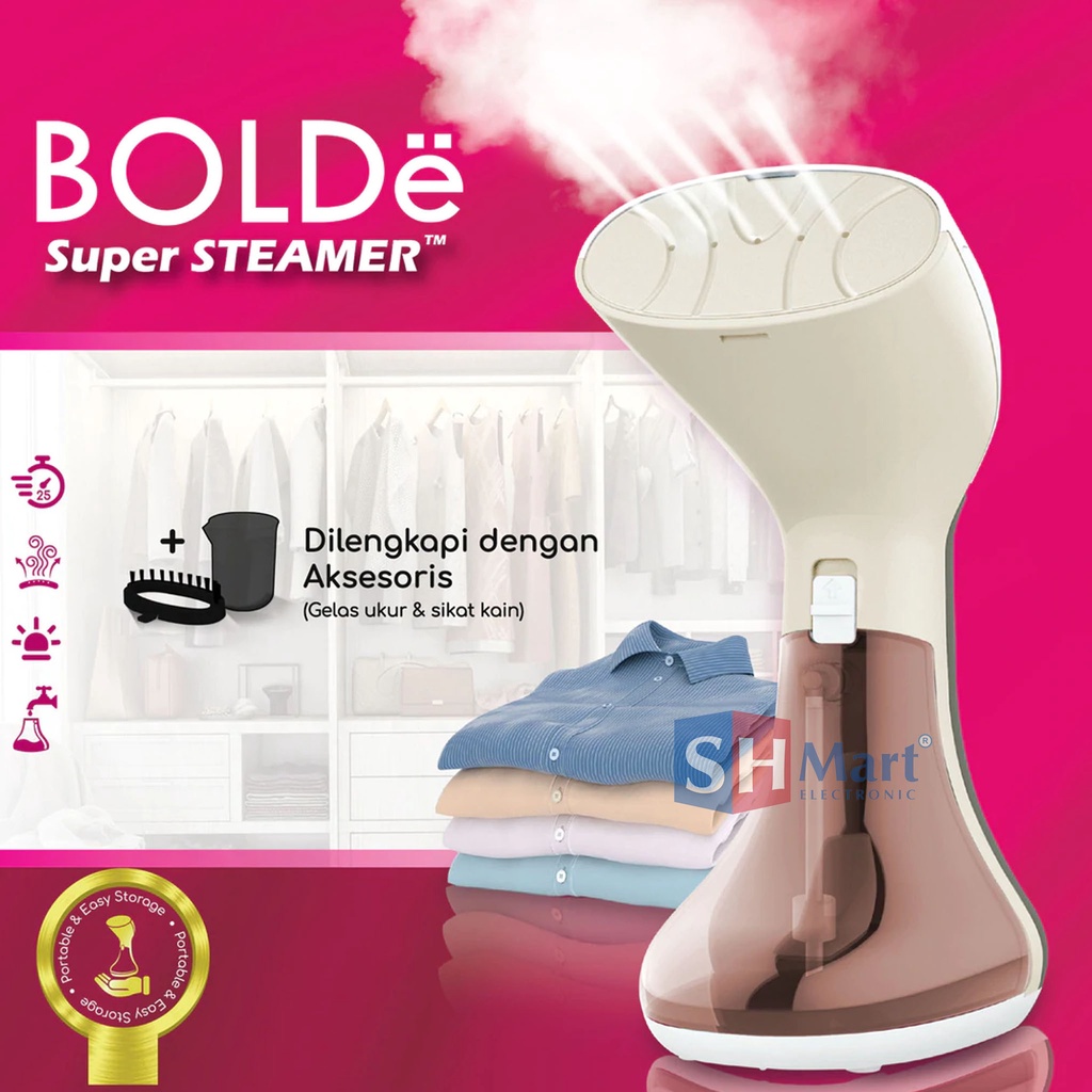 SETRIKA UAP BOLDE / SUPER STEAMER PORTABLE  CLOTHES DRYER 950 WATT GARANSI RESMI