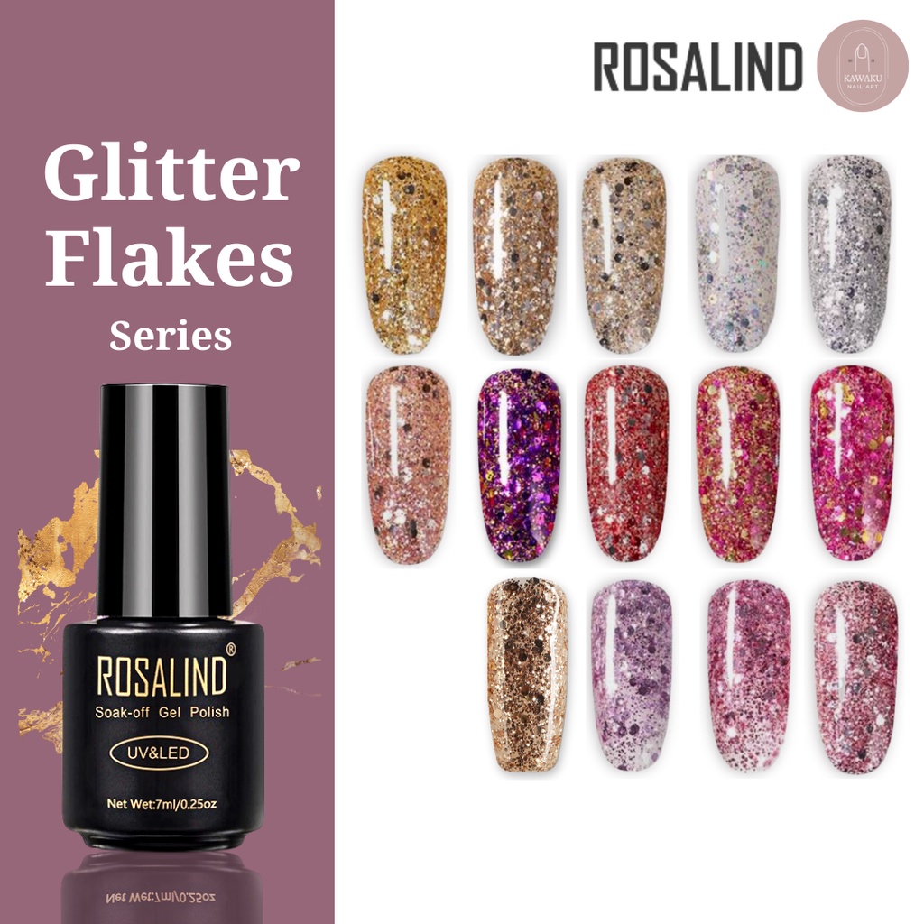 Rosalind Kutek Gel Polish UV LED Glitter Flakes &amp; Glow
