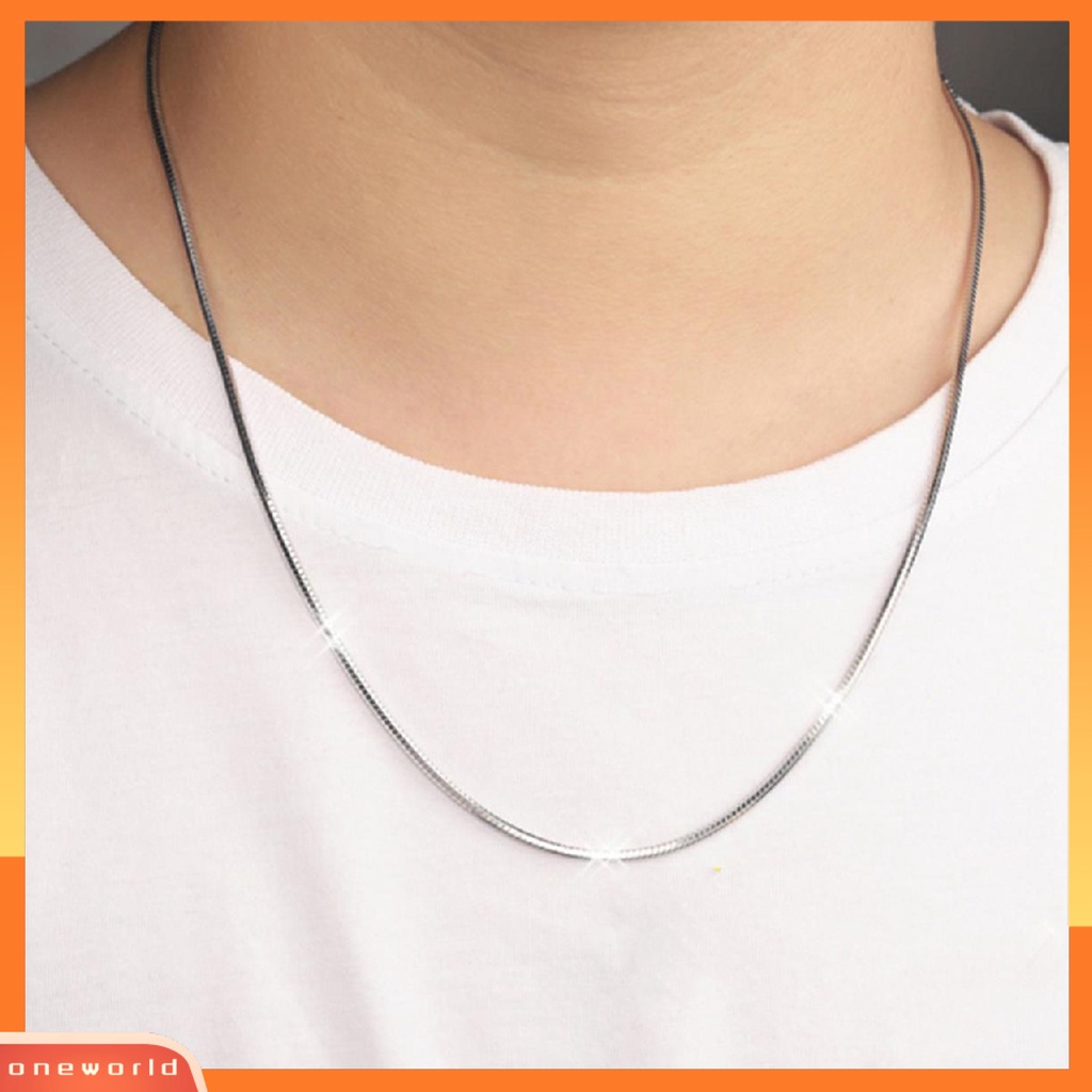 {oneworld} Perhiasan Kalung Rantai Kotak Sterling Silver Unisex 1.4mm16.18.20.22.24inch 925 Untuk Pesta Pernikahan