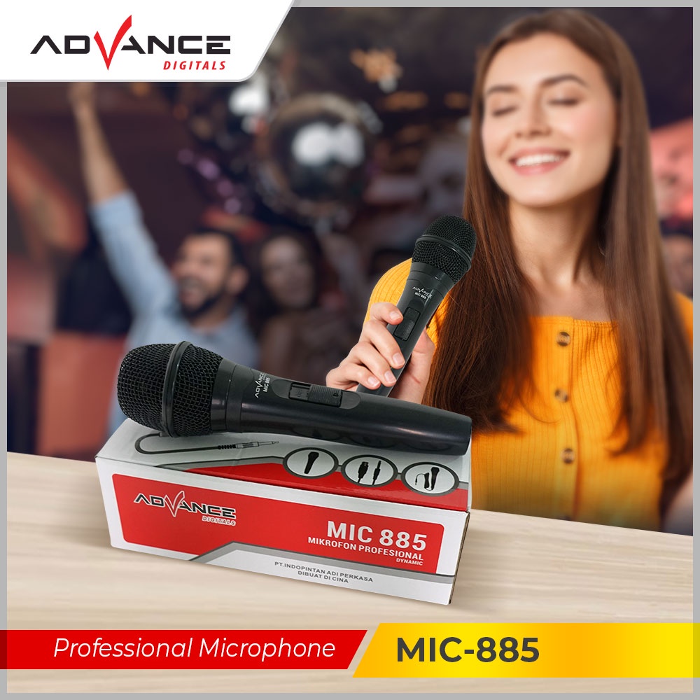 Advance MIC 885 Professional Dynamic Microphone Kabel 2.5M Black