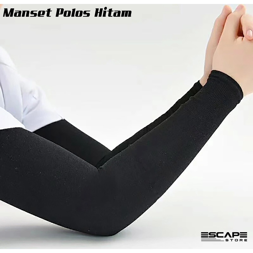manset Tangan Pria dan Wanita Warna Hitam Black Bahan Lentur Elastis