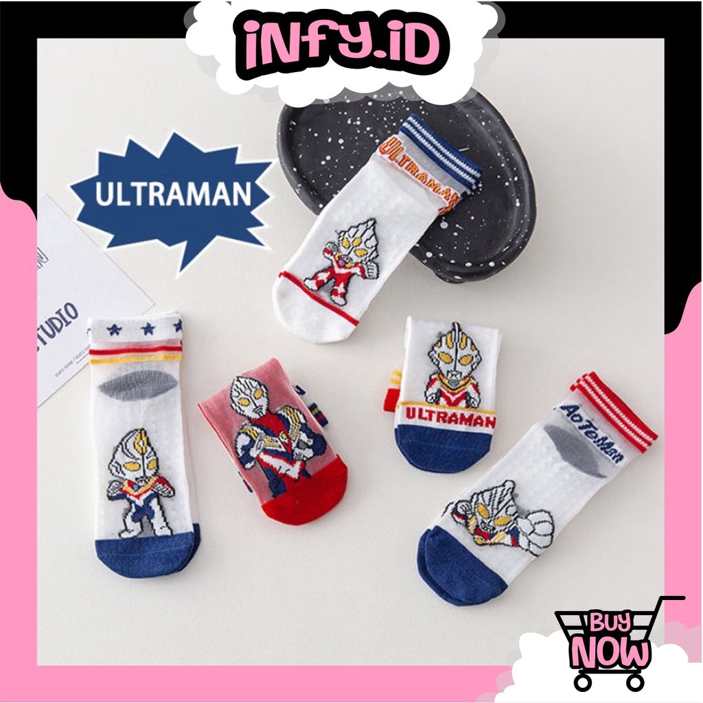 INFY - Kaos Kaki Anak Motif Ultraman Transparan Kaus Kaki Bayi Lucu KK045