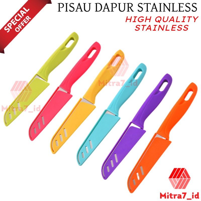 [M7] Pisau Buah Mini Warna + Sarung / Pisau Dapur Mini Tajam / Pisau Warna / Pisau Dapur / Pisau Buah / Pisau Dapur Stainless / Pisau Sayur / Pisau Daging