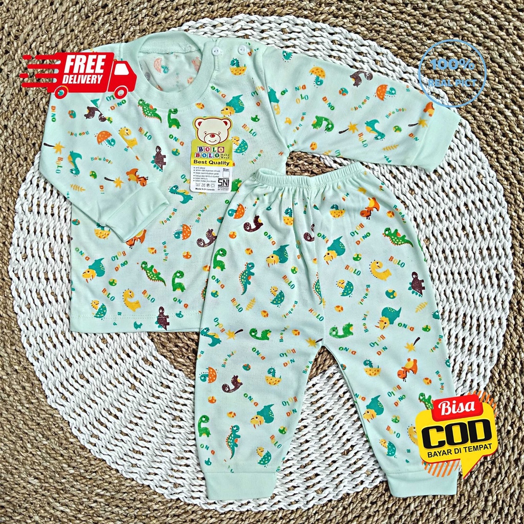 Setelan Baju Bayi Panjang 3 - 12 Bulan merk SNI BOLO - BOLO motif DINO