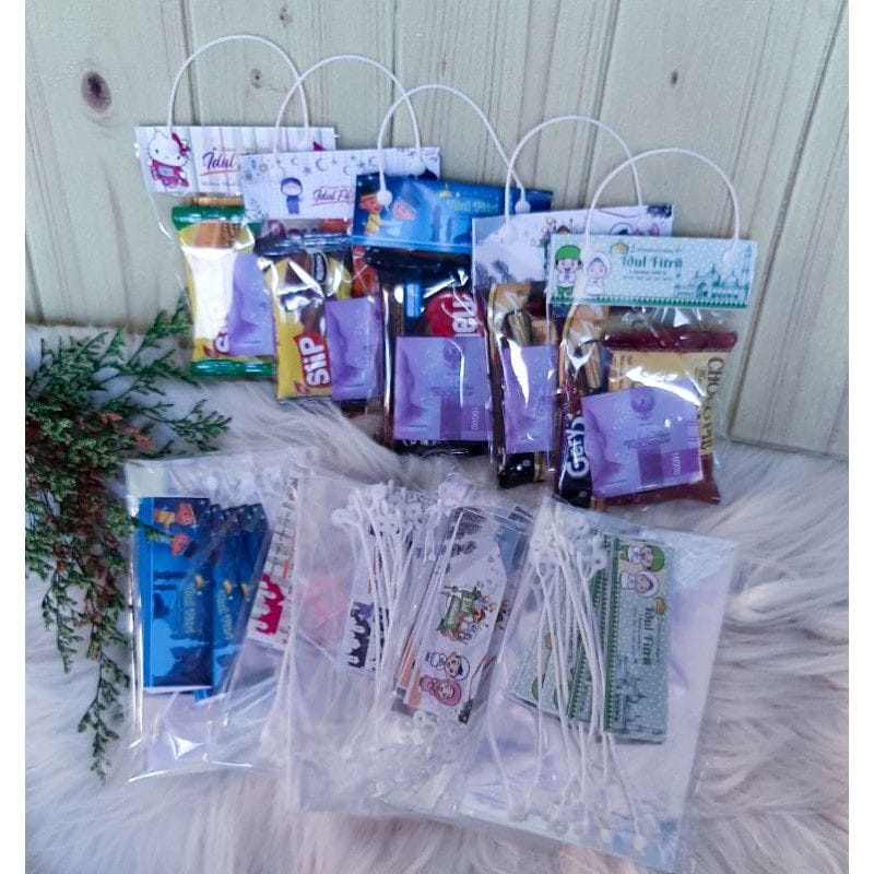 

Tas Plastik Parcel Jajanan Label Custom Lebaran Idul Fitri Amplop Unik THR Anak anak