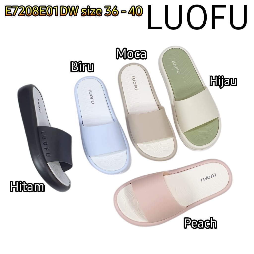 LUOFU ORIGINAL sandal karet empuk murah wanita selop sendal cewek slop import E7208E01DW