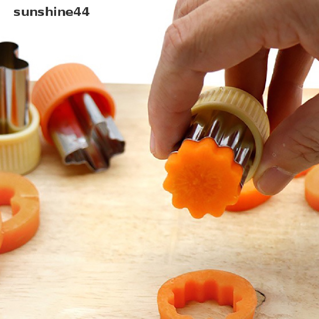 Sunshine DIY Pemotong Buah Makanan Mini Pemotong sandwich Bahan Stainless Steel Dengan Penutup Untuk Anak.