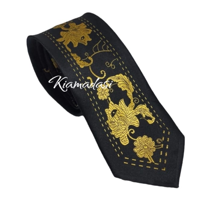 Dasi Batik Hitam Putih Platinum Class Tebal 3inch Free Box