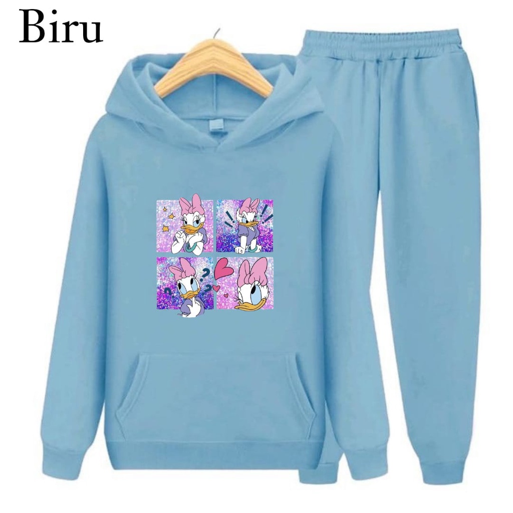 Hzl_outfit Setelan Sweater Hoodie Daisy Duck Anak Perempuan/ Setelan Sweater Anak Anak