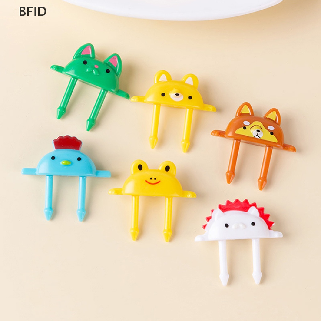 [BFID] 6pcs Kartun Hewan Buah Garpu Lucu Makanan Penutup Food Fork Chick Fox Frog Bento Fork [ID]