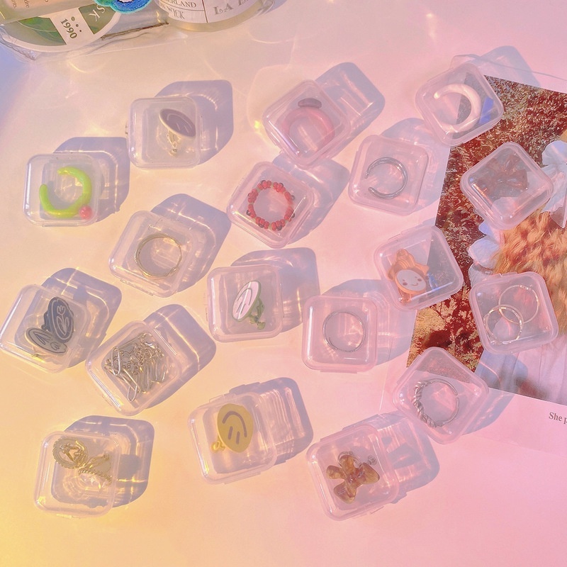 [Hot Sale] Kotak Plastik Persegi Mini Transparan/Wadah Kemasan Perhiasan Organizer Untuk Cincin, Anting, Manik-Manik, Kancing/5Kisi Kompartemen Wadah Plastik