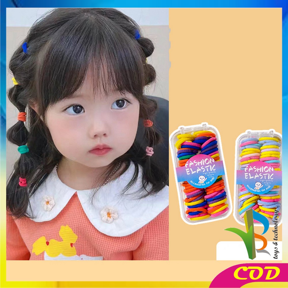 RB-C768 Ikat Rambut Korea Anak Perempuan Isi 60pcs Warna Warni Motif Polos / Kunciran Rambut Wanita Korean Fashion Import