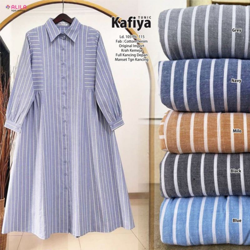 KAFIYA TUNIC ORI BERLABEL ALILA READY SUPER BANYAAAAK MOTIF GARIS -GARIS MEMBUAT CANTIK BANGET