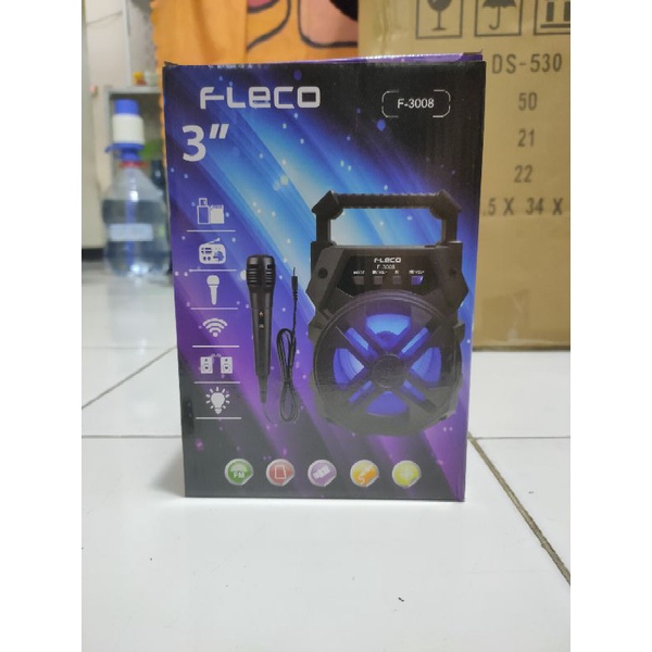 Speaker Bluetooth FLECO X-BASS F-3008 Plus Mic Kabel Karaoke Radio FM TF CARD USB BT AUX/Salon Aktif/Musik Box Bluetooth Full Bass