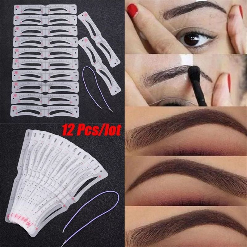 EYEBROW STENCIL/CETAKAN ALIS/PEMBENTUK ALIS/PERCANTIK ALIS 12 SET