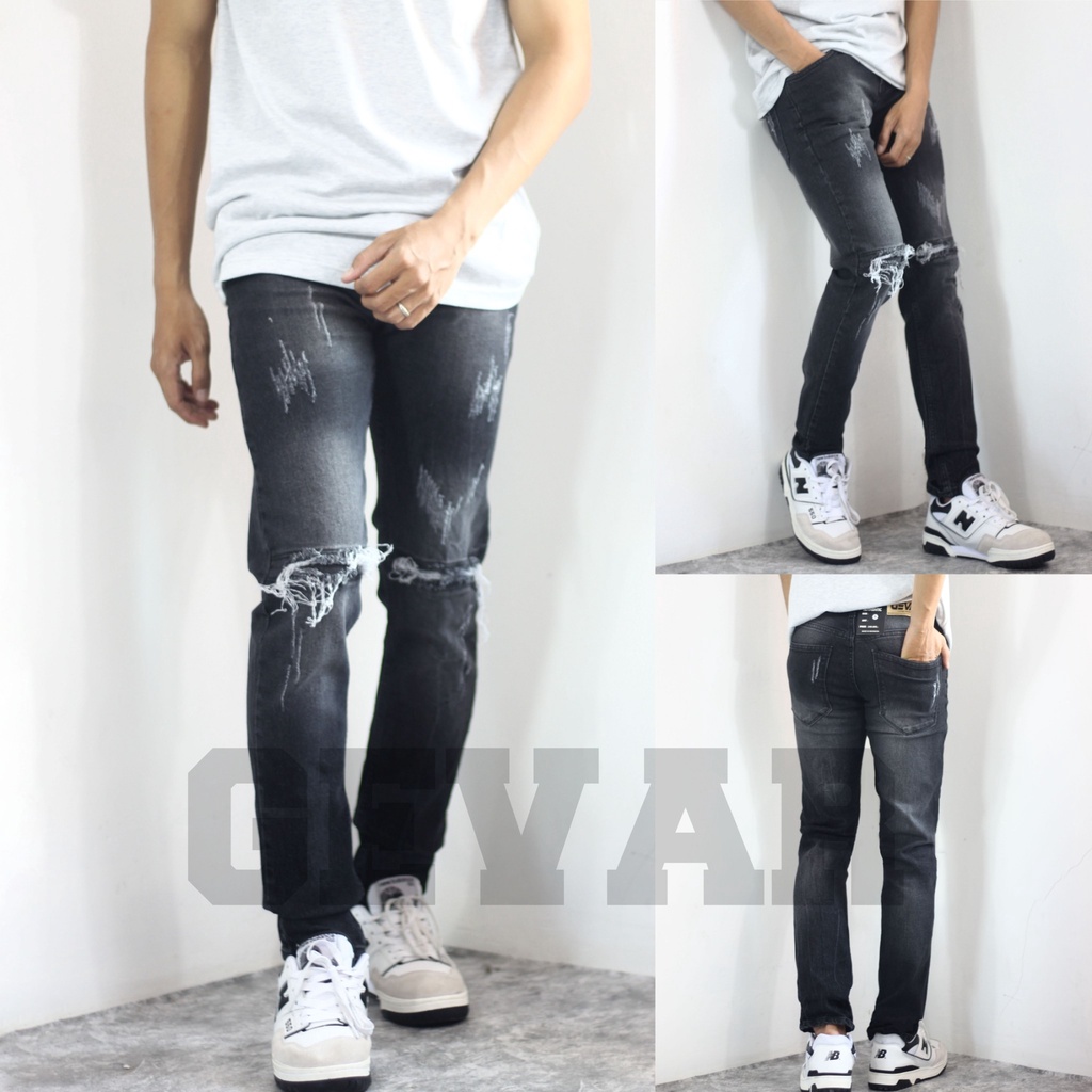 celana jeans pria sobek / jeans pria sobek / jeans sobek pria / jeans ripped pria / jeans slim fit s