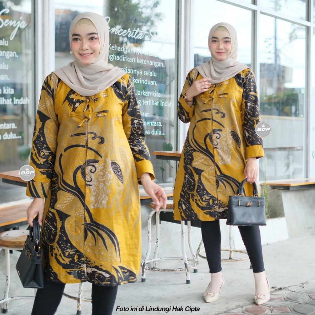 Tunik Batik Wanita Jumbo Atasan Batik Kerja Kantor Wanita