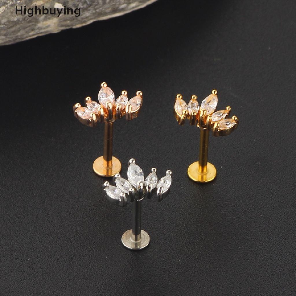 Hbid Ear Studs Cartilage Bars Earrings Perhiasan Telinga Kristal Anti Karat Glory