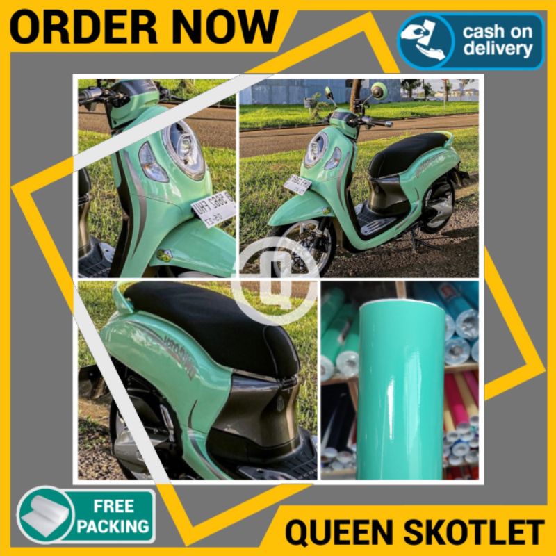 Stiker skotlet motor hijau mint glossy dan matt doff kualitas premium