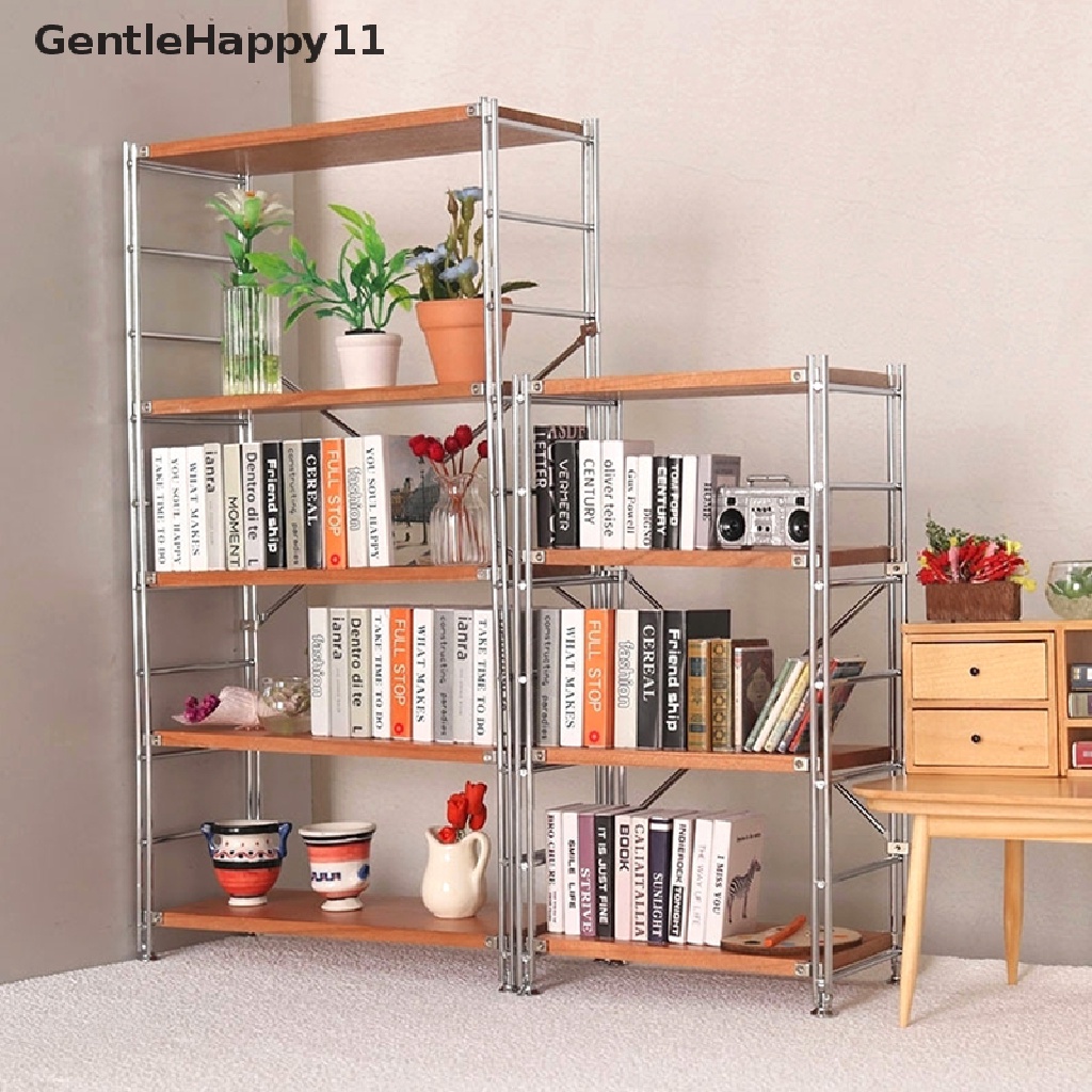 Gentlehappy 1:12rumah Boneka Miniatur Rak Penyimpanan Rak Buku Rak Display Supermarket Model Berdiri Furniture Dekorasi Rumah Mainan id