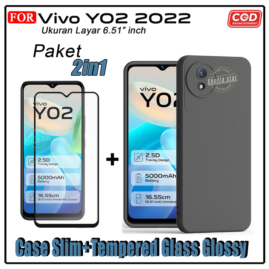 Promo 2in1 Case Vivo Y02 Y22 Y16 Softcase Slim Black Protect Casing
