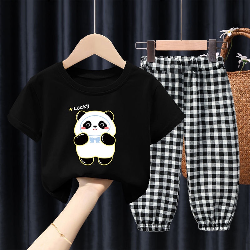 ZASKIYA - SETELAN ANAK SERLI LUCKY PANDA TERBARU / SETELAN ANAK PANDA TARTAN 1-3 TAHUN