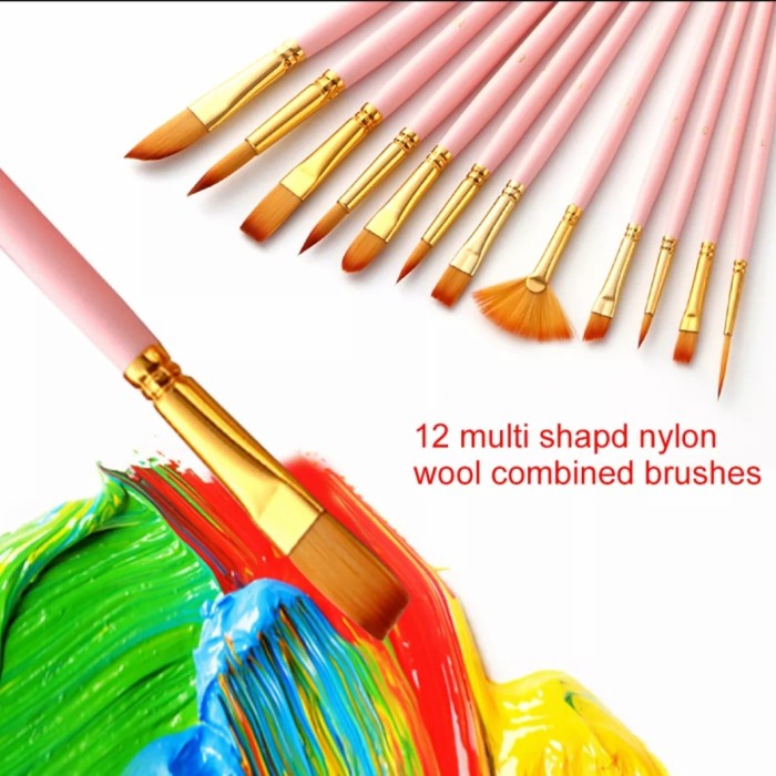 

Kulu Zhu Ting Painting Brush 12 Pcs - Kuas Lukis 12 Pcs