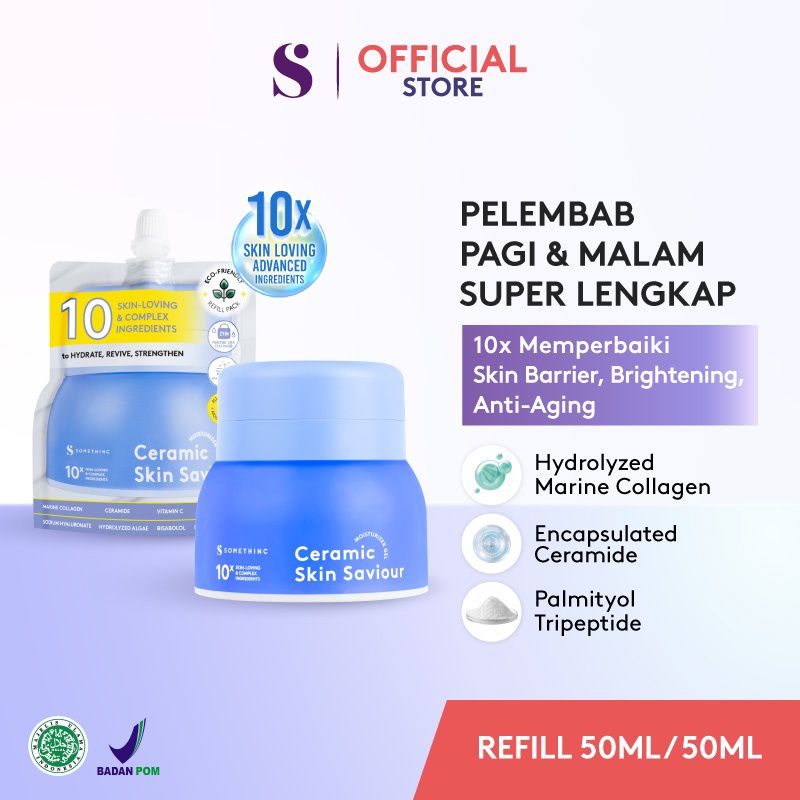 (GOSEND/COD) SOMETHINC Supple Power Hyaluronic9+Onsen Moisture Bomb Gel - Krim Pagi dan Malam | SOMETHINC Ceramic Skin Saviour Moisturizer Gel refill CALM DOWN REPAIR R-COVER CREAM