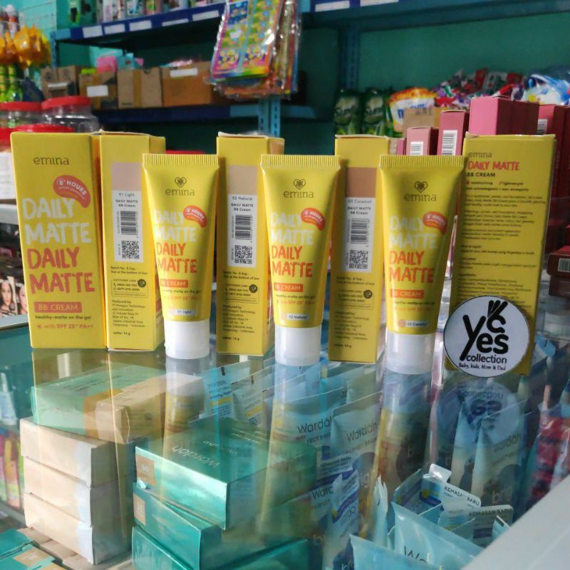 Emina Daily Matte BB Cream Muka Krim Wajah SPF 25 Foundation Pelembab Pelembap Primer Make Up 3in1 Makeup oil Control