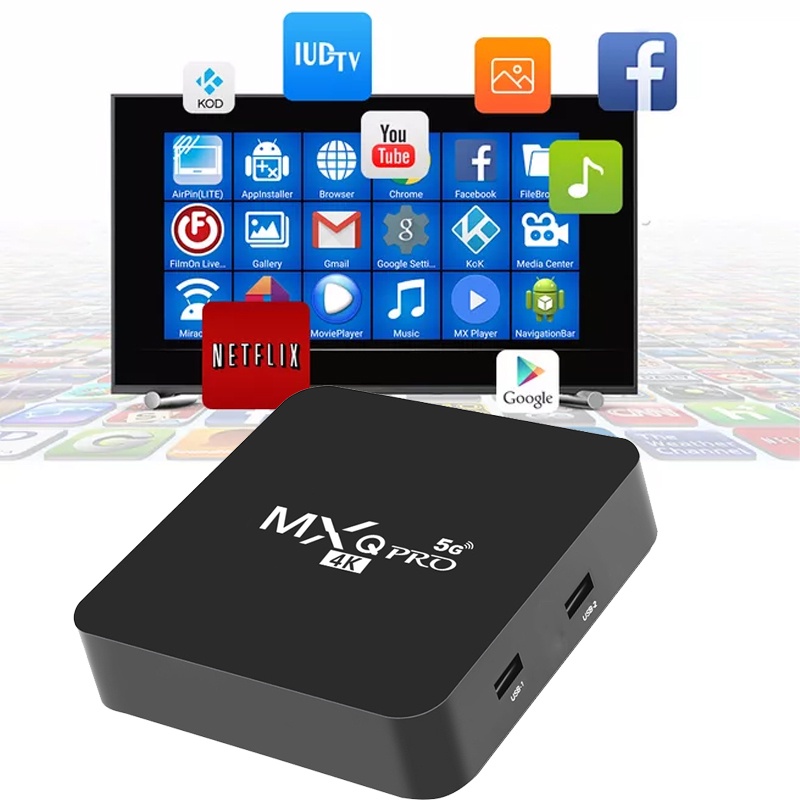 Android TV Box MXQ Pro 4G RAM+64G ROM Network Set-Top Box 3D 4K Android Smart TV Box 5G WiFi Home Remote Control Media Player Set Top Box