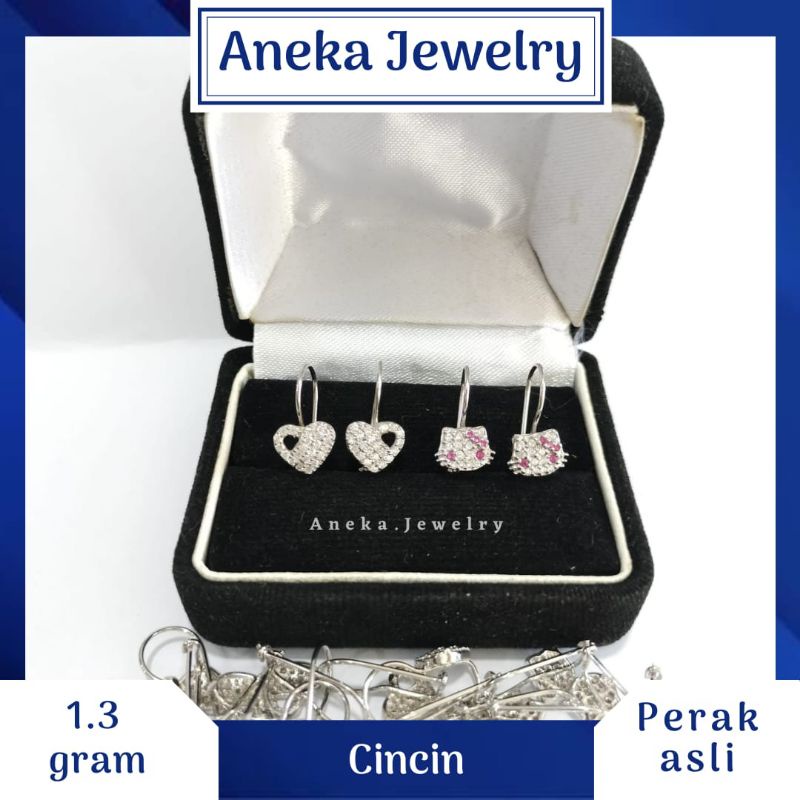 Anting Desy Variasi, Sepuh Emas Putih, Perak 925